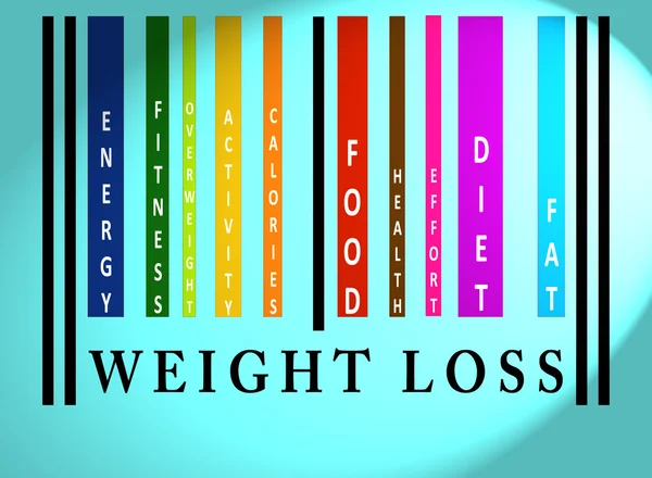 Perda de peso palavra no código de barras colorido — Fotografia de Stock