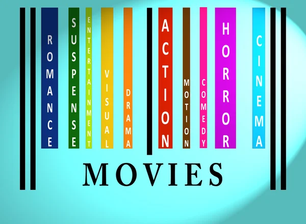 stock image Movies word on colored barcode