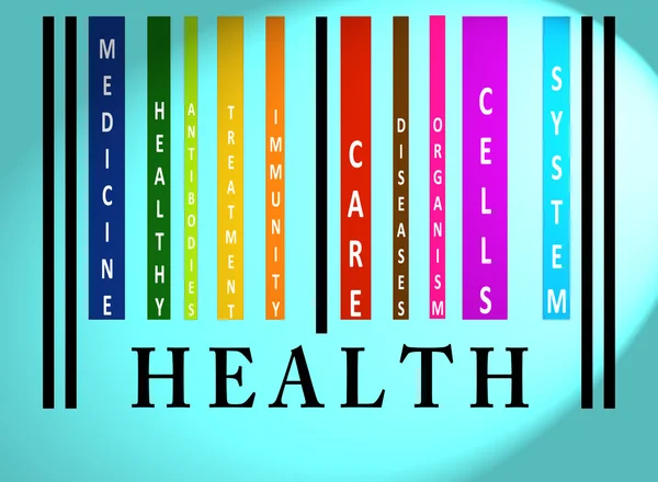 Parola di salute sul codice a barre colorato — Foto Stock
