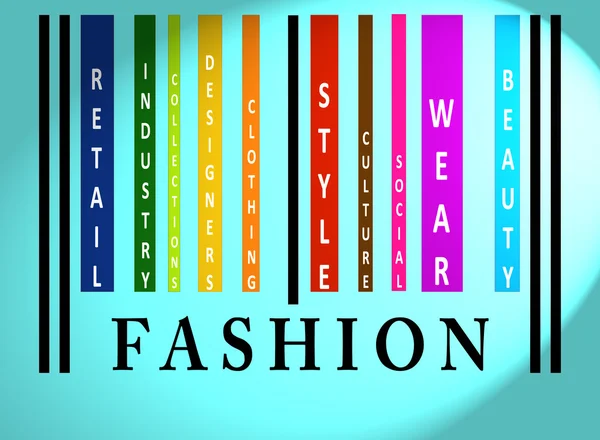 Palabra de moda en código de barras de colores — Foto de Stock
