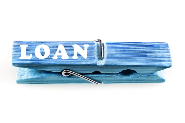 Loan word on laundry hook — Stock Photo, Image