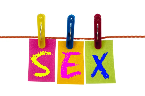 stock image Sex word on laundry hook