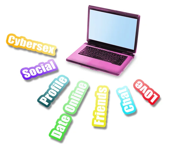 Data messaggio online e laptop — Foto Stock