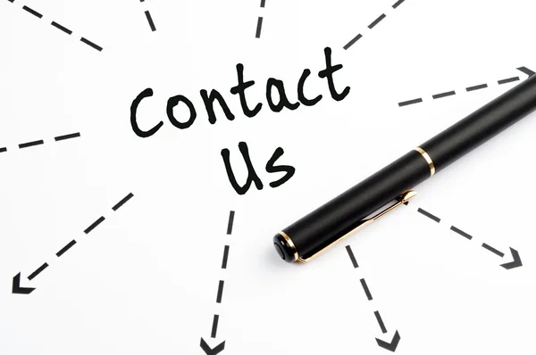 Contact Us word wih arrows and pen — Stock Photo, Image