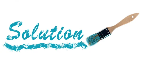 Solution word painted and brush — Stock Photo, Image