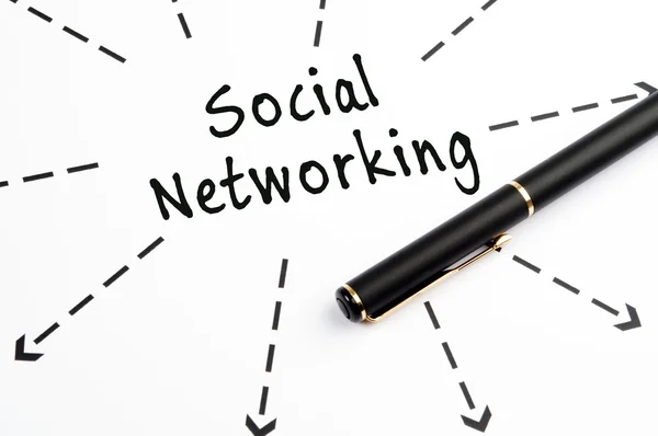 Social Networking palavra wih setas e caneta — Fotografia de Stock