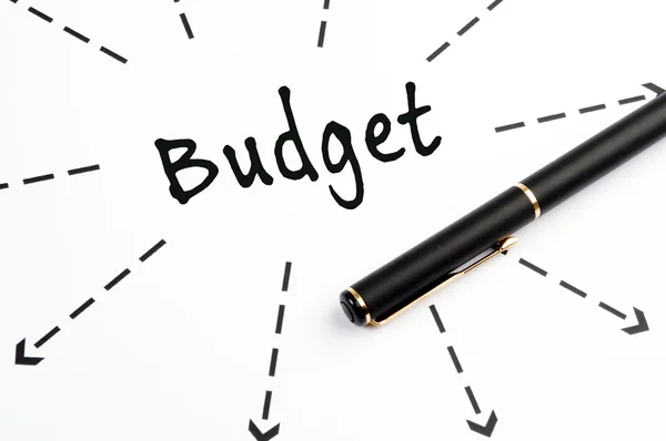 Budget word wih arrows and pen — Stock Photo, Image