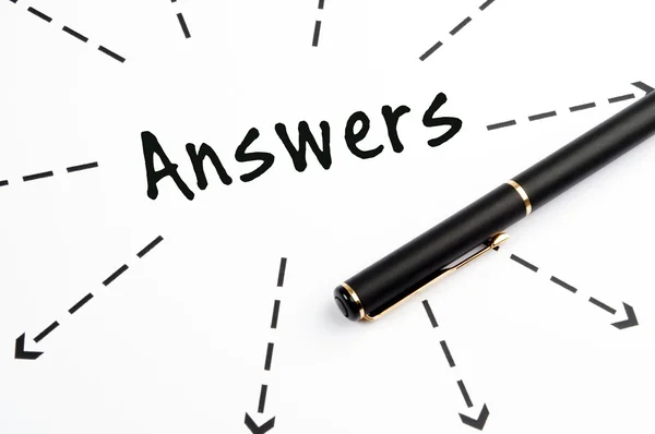 Answers word wih arrows and pen — Stock Photo, Image