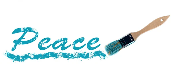 Palabra de paz pintada y pincel —  Fotos de Stock