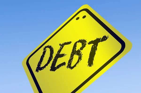 Debt word on road sign — Stock Photo, Image