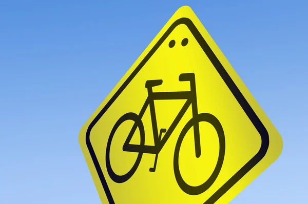 Форма велосипеда на дорожньому знаку — стокове фото