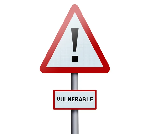 Vulnerable word on road sign — Stockfoto