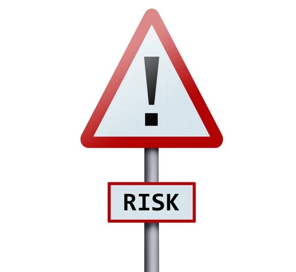 Risico woord over verkeersbord — Stockfoto