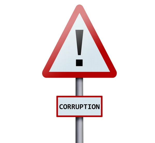 Palavra de corrupção no sinal da estrada — Fotografia de Stock