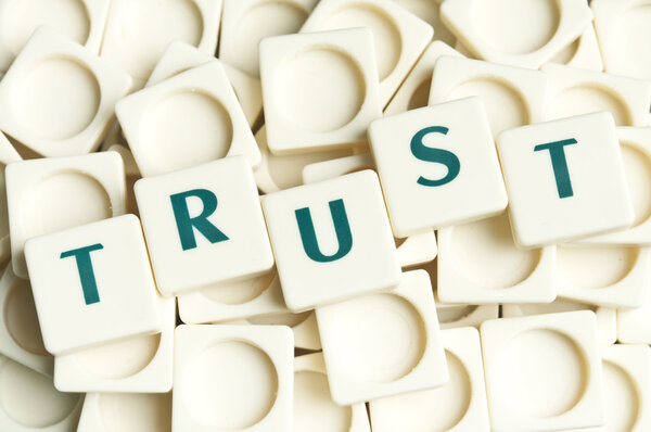 Trust word made by leter pieces