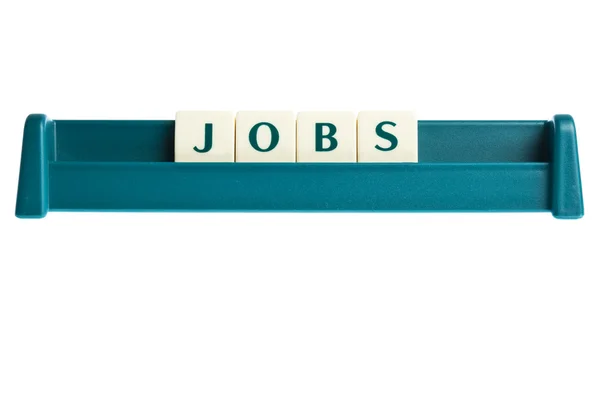 Jobs palavra na placa letras isoladas — Fotografia de Stock