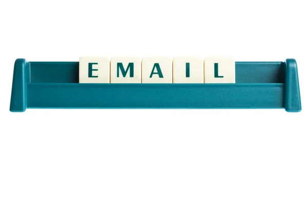 E-Mail-Wort auf isolierter Buchstabentafel — Stockfoto