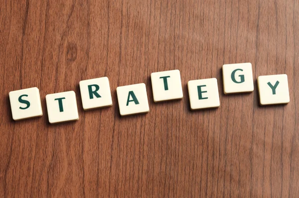 Palabra de estrategia hecha por letras — Foto de Stock