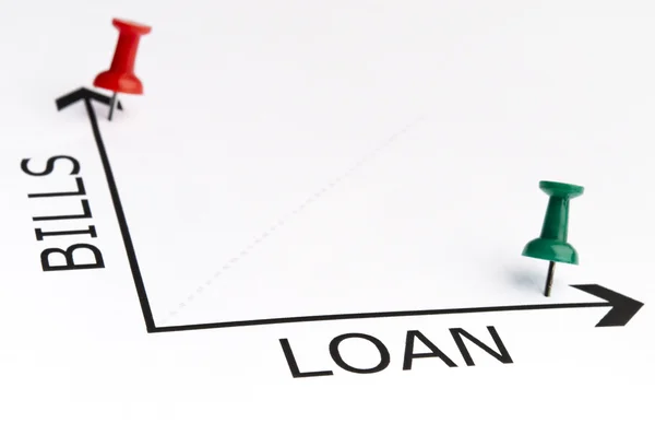 Loan chart with green pin — Stock Photo, Image