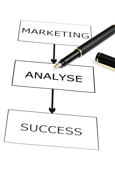 Success scheme and pen on white — Stock Photo, Image