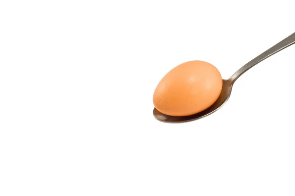 एका चमच्यावर अंडी — स्टॉक फोटो, इमेज