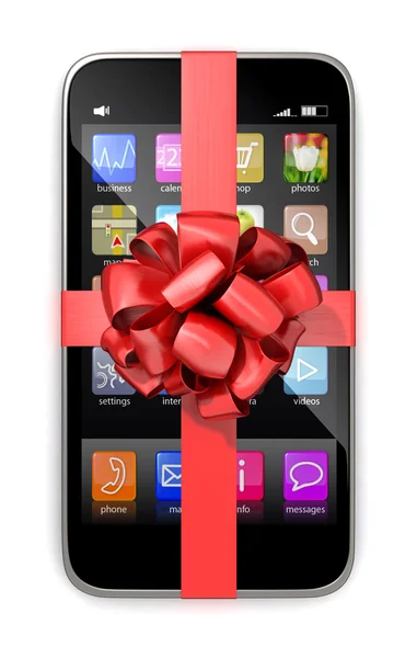 Smartphone gift, isolated on white background — Stock Photo, Image