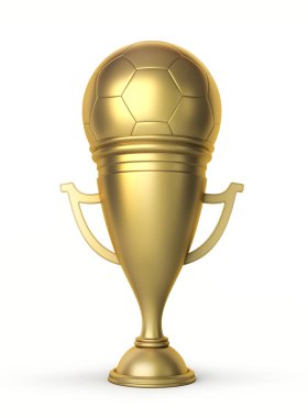 Golden Football Cup isolated on white background, work path incl clipart