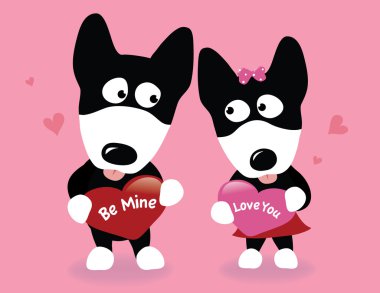 Valentine wolf-dogs clipart