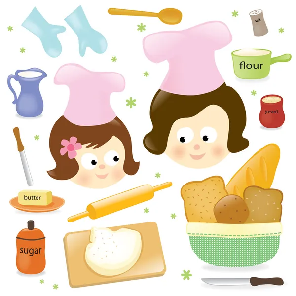 Mother and daughter baking — Stock Vector