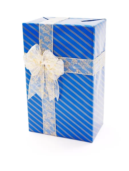Blaues Geschenk mit großer Schleife — Stockfoto