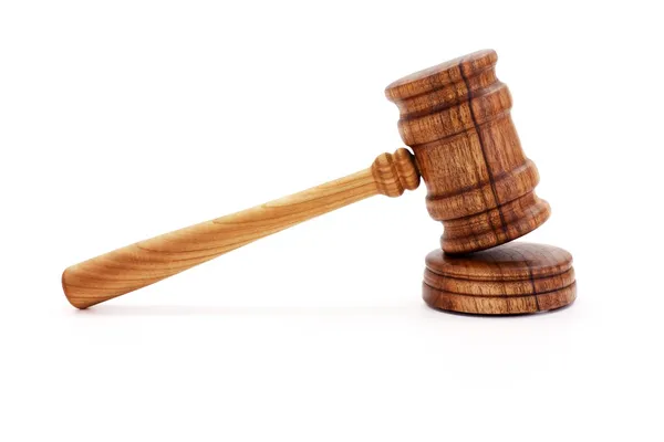 Wooden gavel on white — Stock Photo, Image