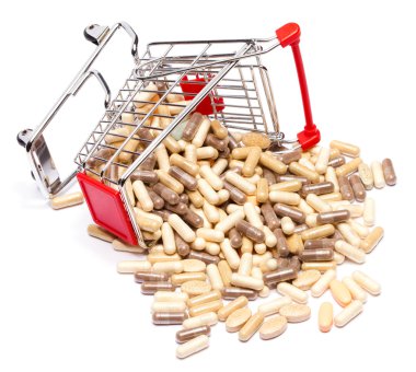 Carts filled with pills clipart