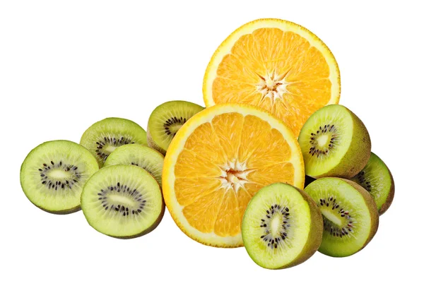 Orangen- und Kiwi-Scheiben — Stockfoto