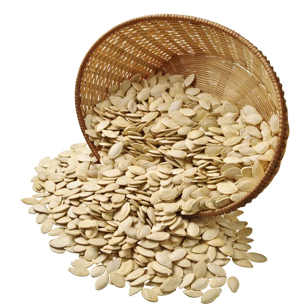Pumpkin seeds in basket — Stock Photo, Image