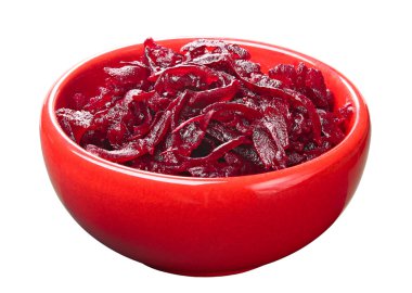 Grated boiled beet in a red cup clipart