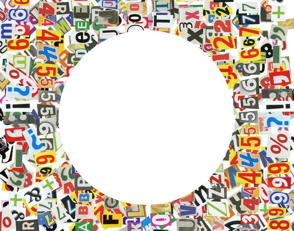 Moldura de imagem, feita de letras de jornal, números e marcas de pontuação — Fotografia de Stock