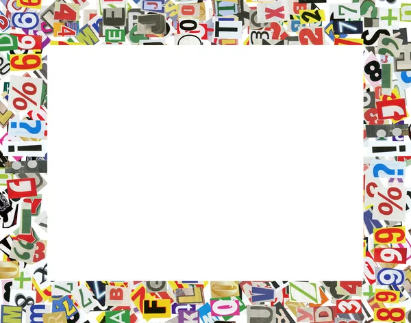 Moldura de imagem, feita de letras de jornal, números e marcas de pontuação — Fotografia de Stock