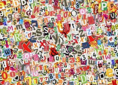 Colorful letters collage clipart