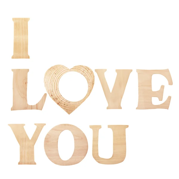 Words "I Love You" made of wooden textured letters — Stock Photo, Image