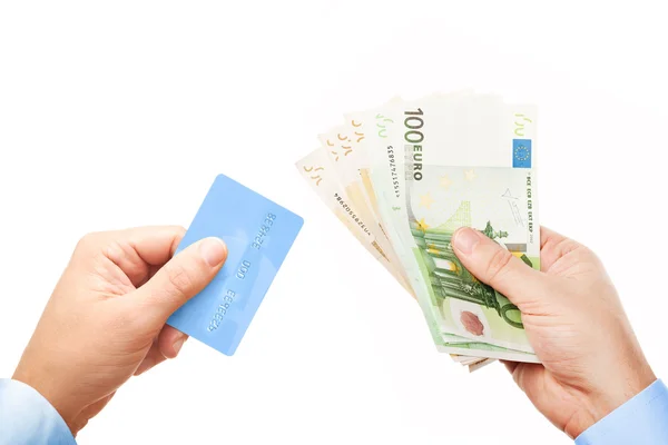 Konzept "Bargeld oder Karte?" — Stock fotografie
