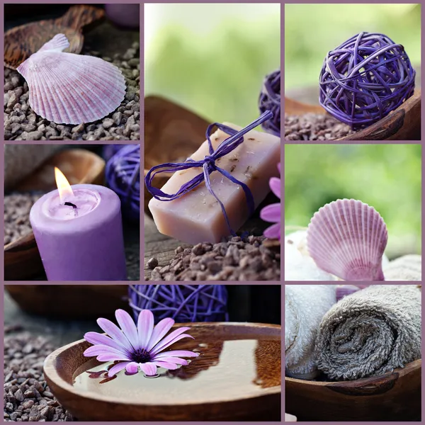 Dayspa violet collage — Zdjęcie stockowe