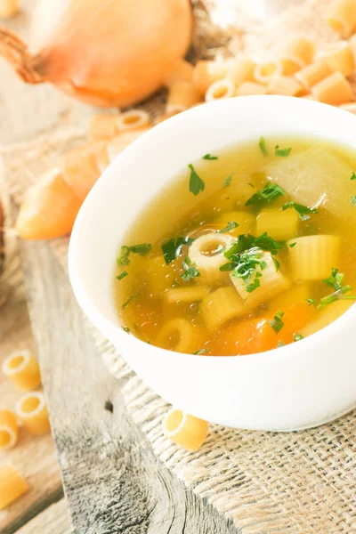 Vegetable soup with pasta — Stock Photo, Image