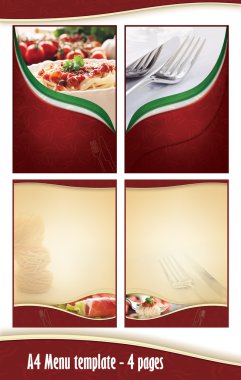 A4 4 pages Menu template - Italian restaurant clipart