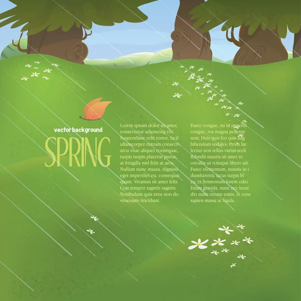 Vecteur Prairie printanière ou estivale avec fleurs , — Image vectorielle