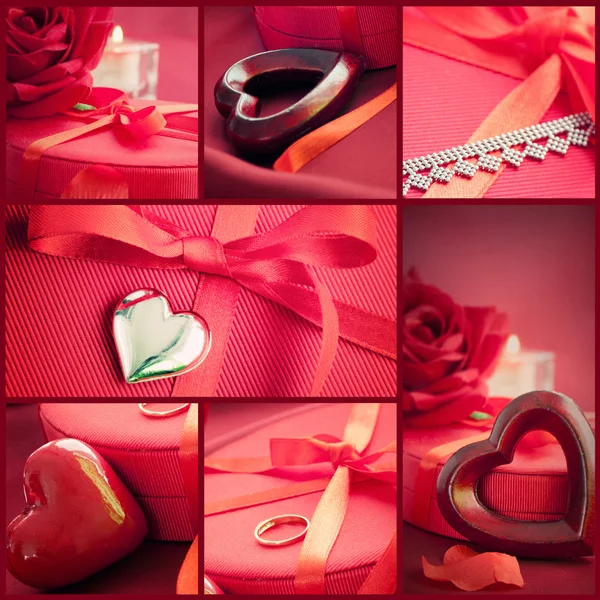 Día de San Valentín collage rojo — Foto de Stock