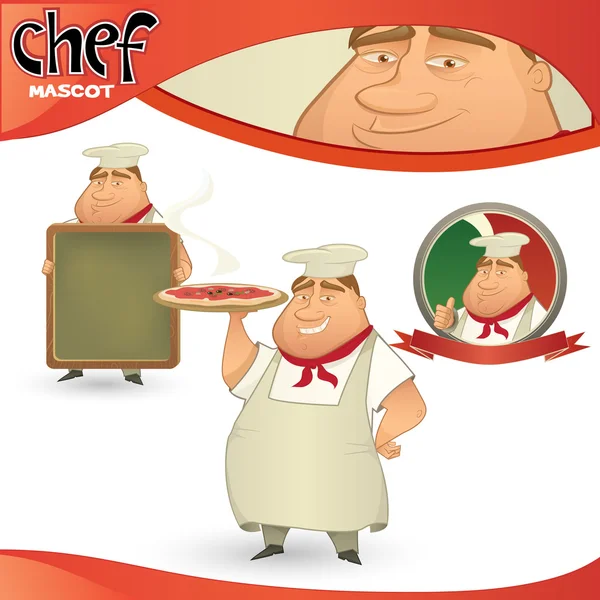 Vector chef - mascota del restaurante italiano . — Vector de stock