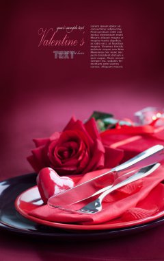 Valentine day romantic table setting clipart