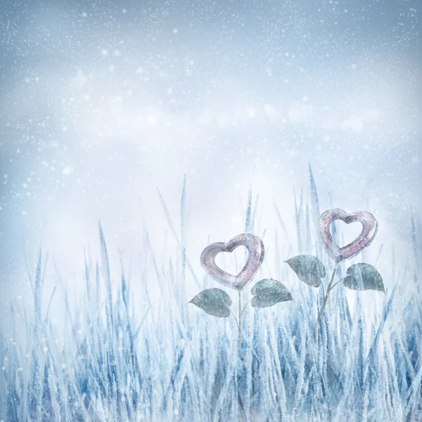 Valentines harten bevroren — Stockfoto