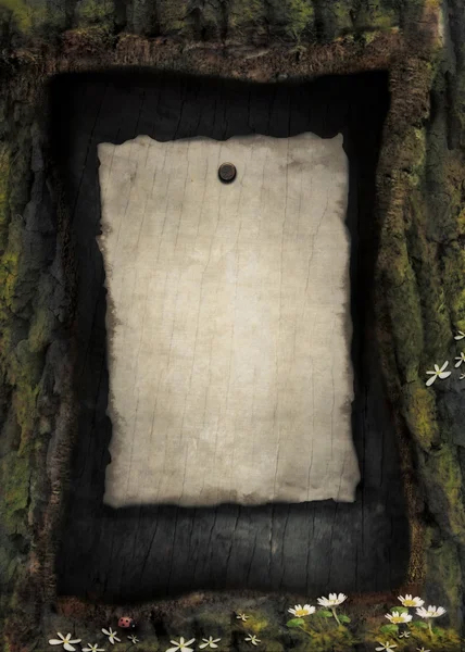 Винтажная бумага на дереве — стоковое фото