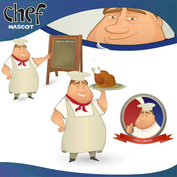 Vector chef - mascotte del ristorante francese . — Vettoriale Stock